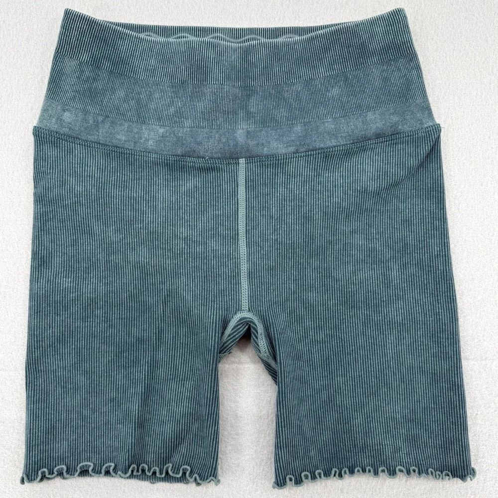 Spiritual Gangster Ruffle Seamless Bike Shorts Foliage Mineral‎ Wash Green M/L